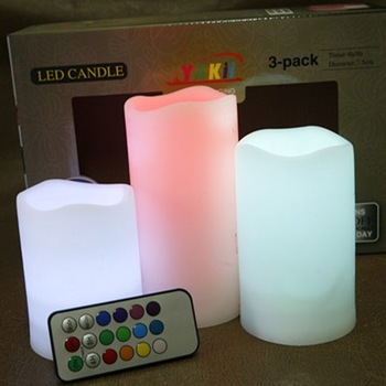Multi-Colored LED  Plastic Candle With 18 Keys Remotor CA120R