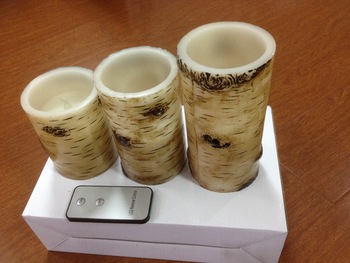 Birch Bark LED Candle Withe 2 Keys Remote Control CA106