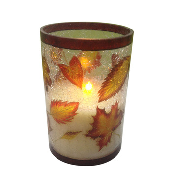 Candle Flameless LED Glass Filled Hurricane Harvest CA8204