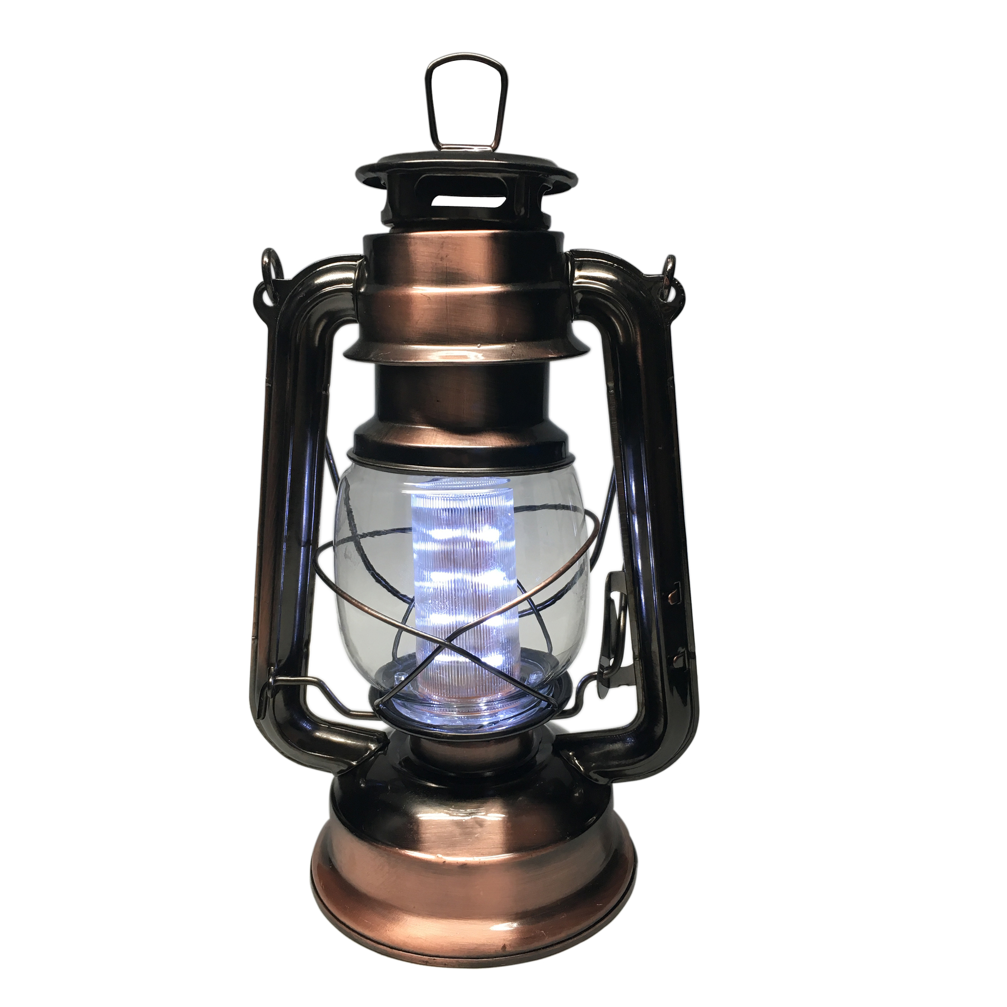 Dimmable Metallic Lantern w/12 LED Lights - Antique Copper