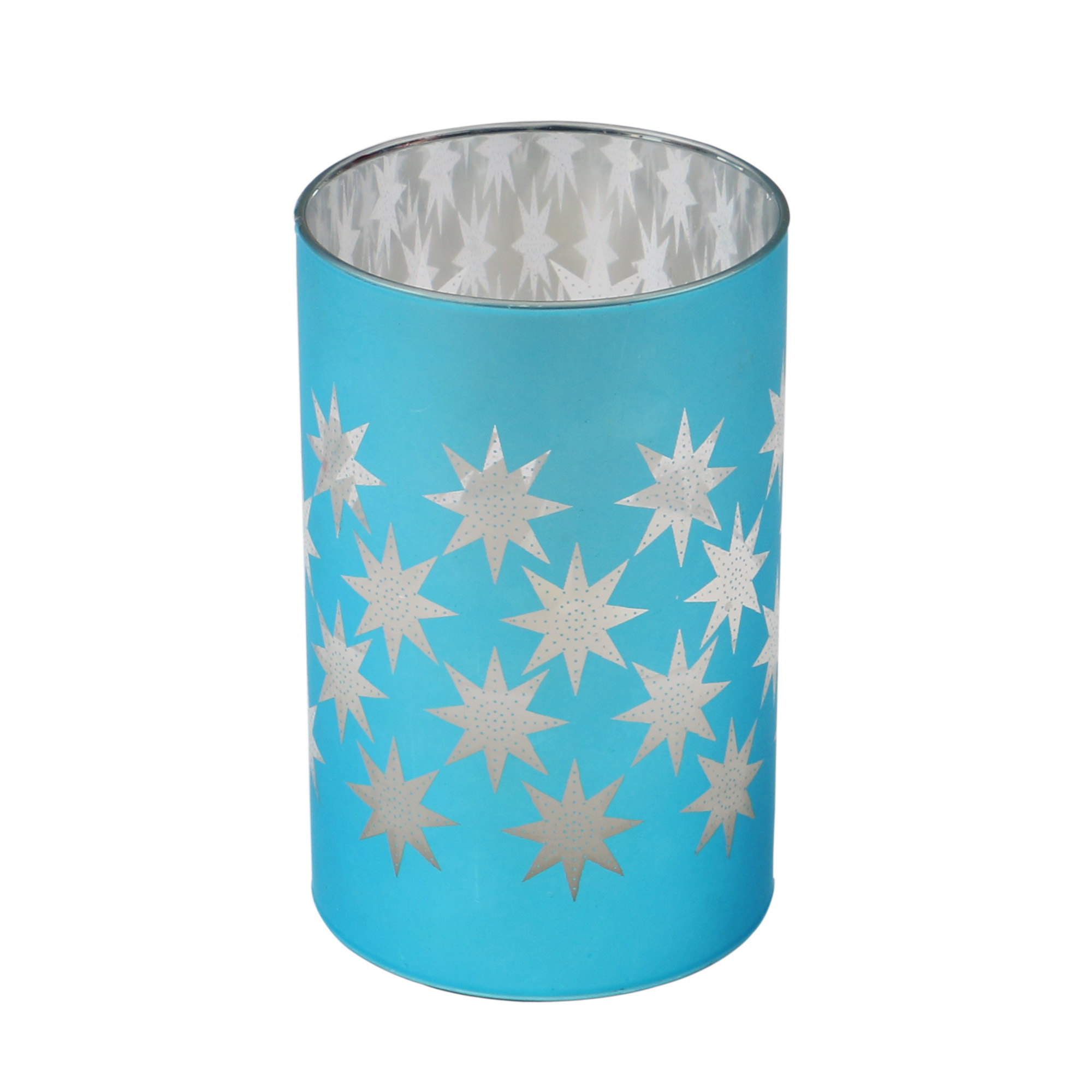 Metallic Colored Glass Filled LED Candle - BLUE